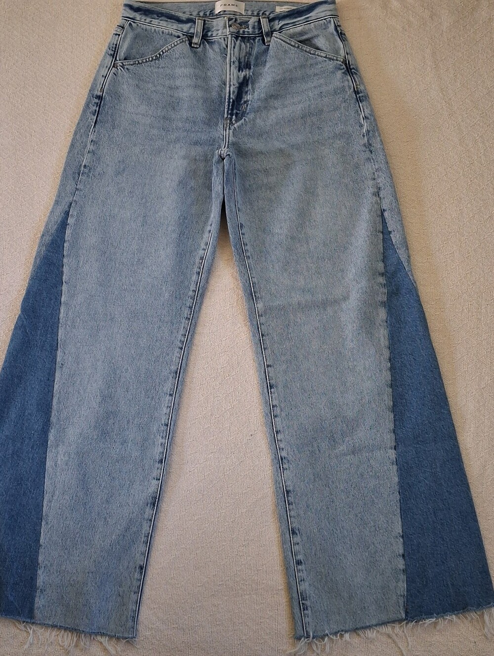 frame le baggy palazzo jeans two tone contrast side stripe insert fairytale 27